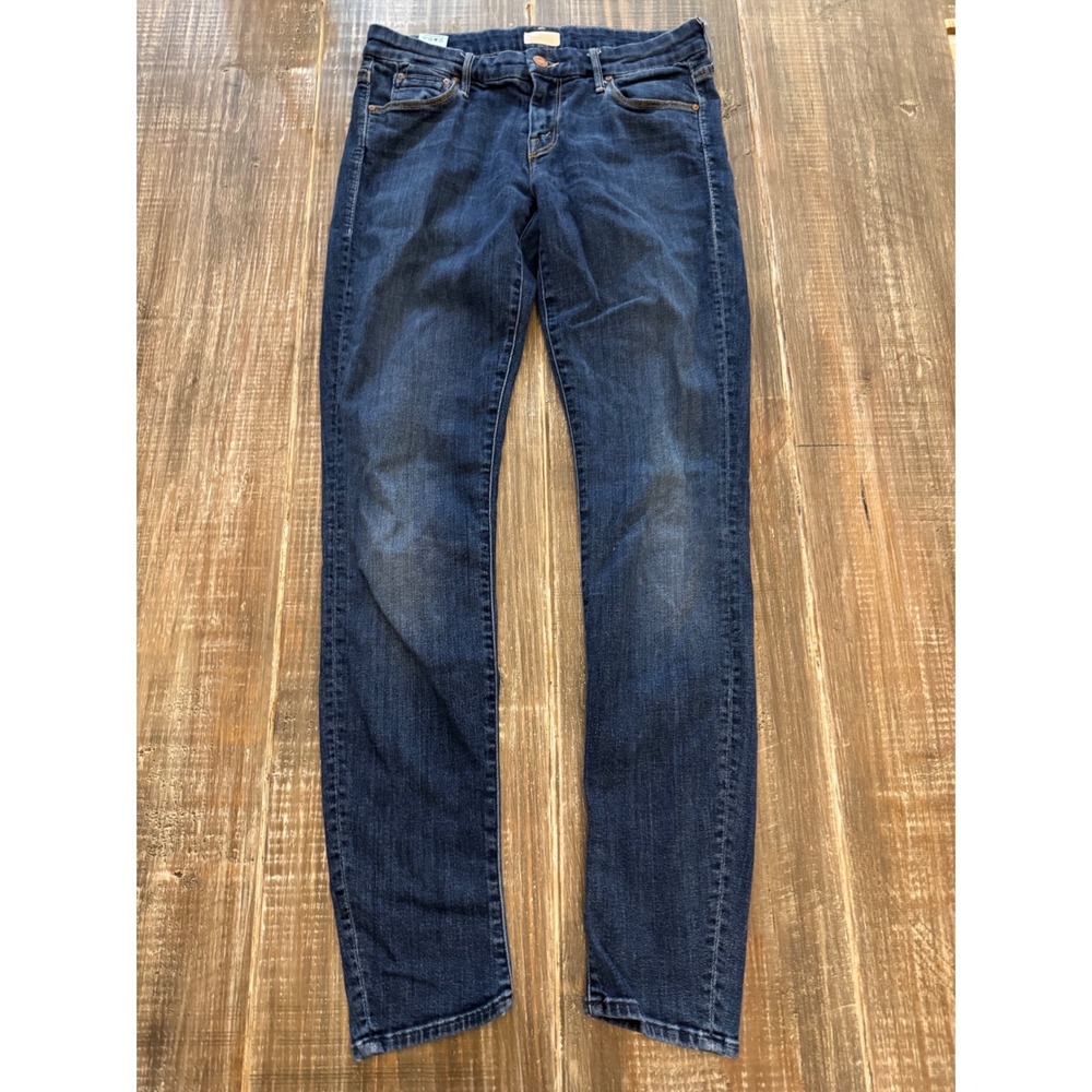 Mother The Looker Crop Skinny Jeans Flowers From The Storm Dark Blue Size 29